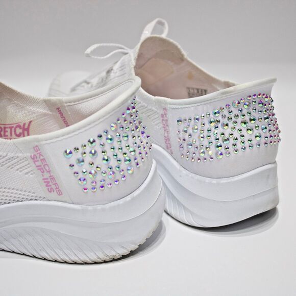Skechers Hands Free Slip-Ins Ultra Flex 3.0 Shining Glitz White Sneakers Women 6 - Picture 2 of 16